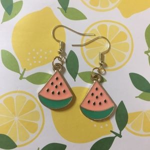 🍓 NWT Gold Pastel Watermelon Earrings